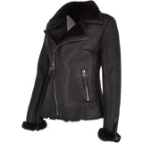 Womens Luxury Shearling Jacket Black/ Blk: P-47