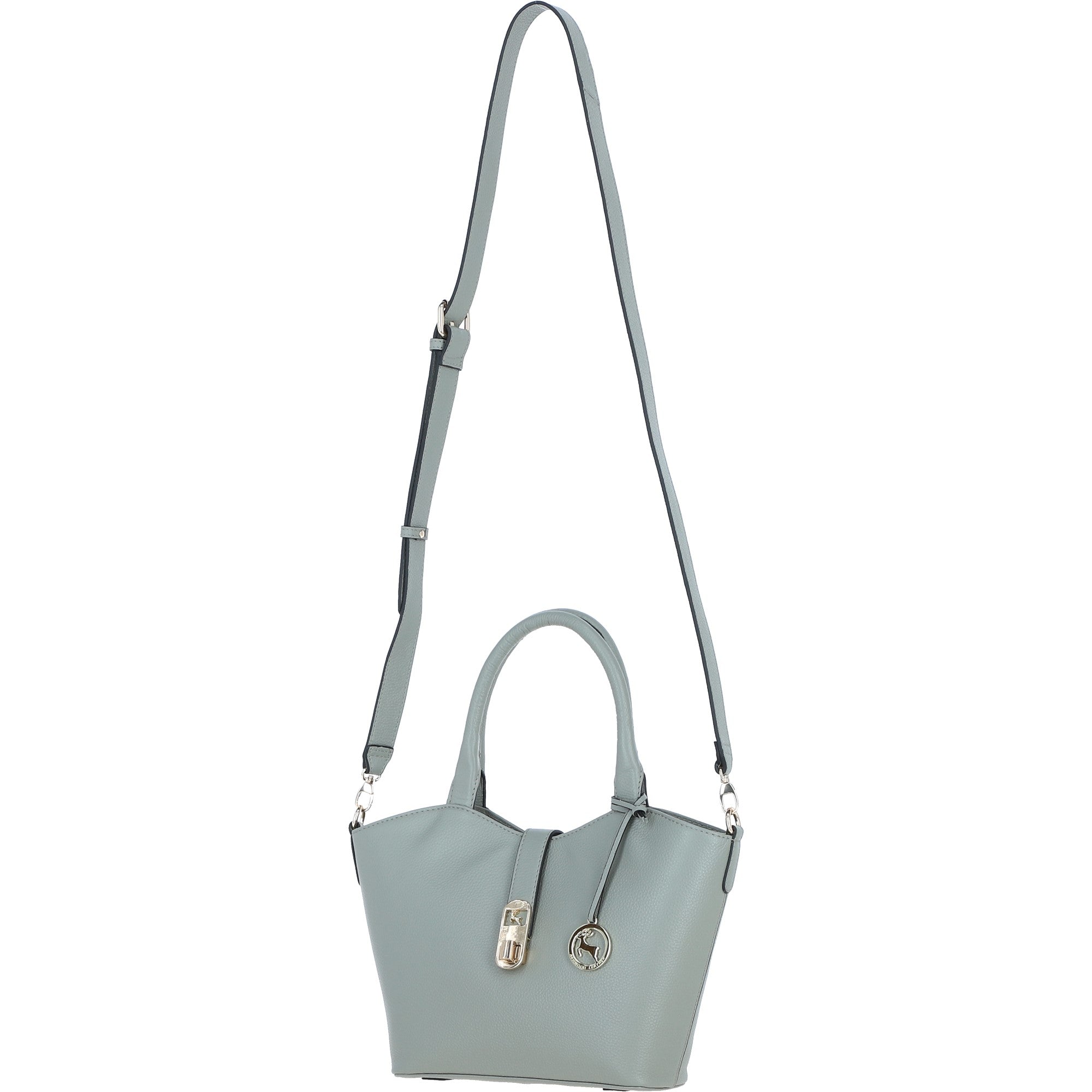 Leather Shoulder Bag with Detachable Crossbody Strap Sage: 64739