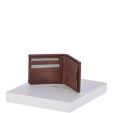 Cow Waxy Leather Classic 3 Card Bill-Fold and Coin Wallet Tan : 1552
