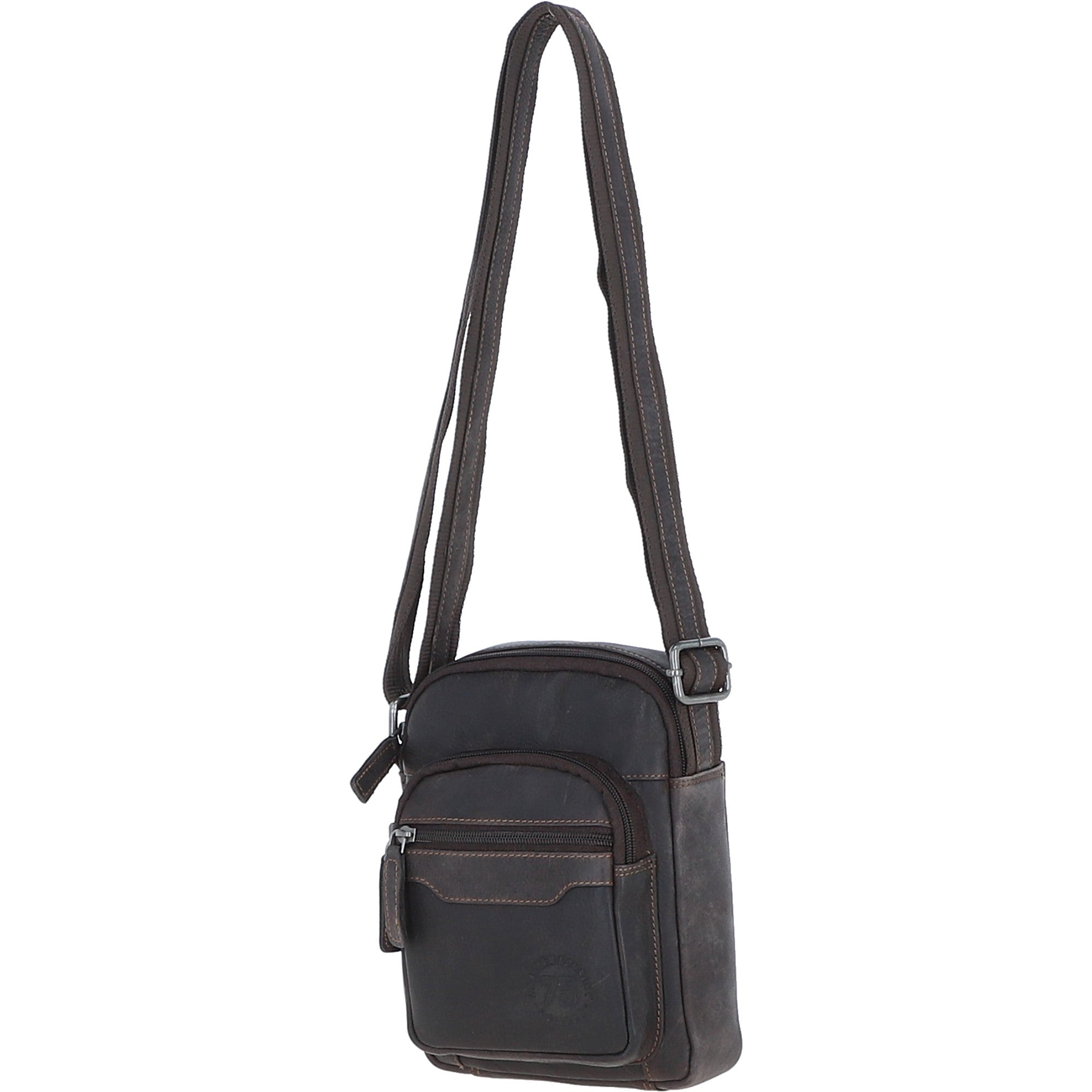 Real Leather Compact Crossbody Bag Brown: SICILY