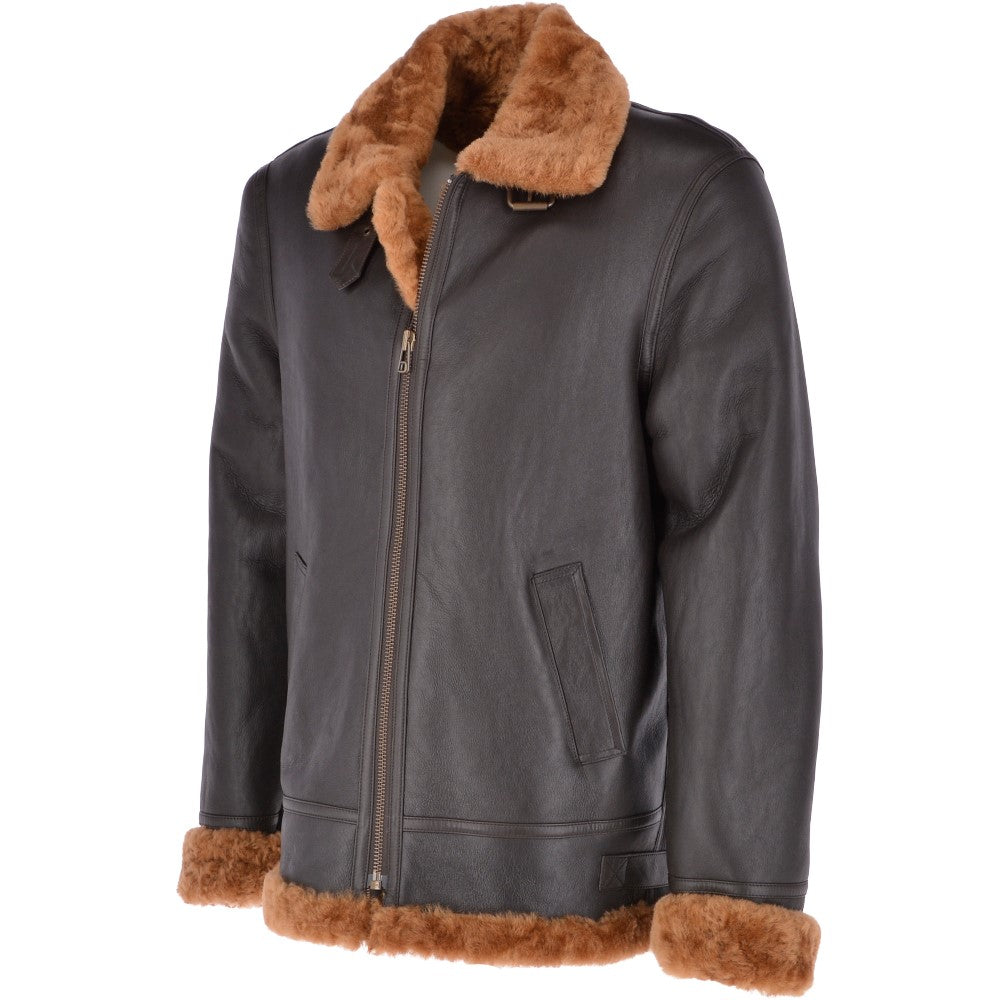 Soft Sheepskin Pilot Jacket Brown/ Dark Ginger: KE B3