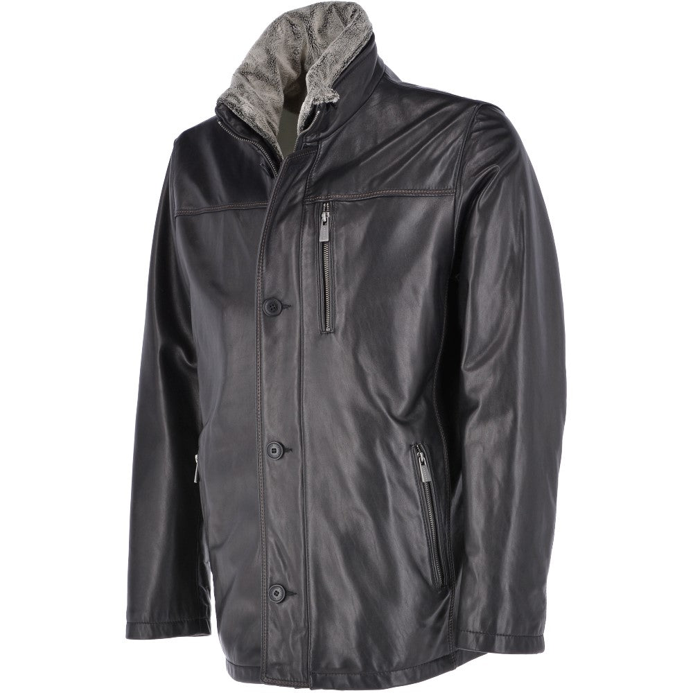 Mens 2-in1 Leather Jacket Black :  Gustavo