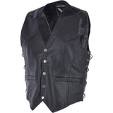 Men's Leather  Laced Waistcoat Black: W/COAT LACE PLAIN