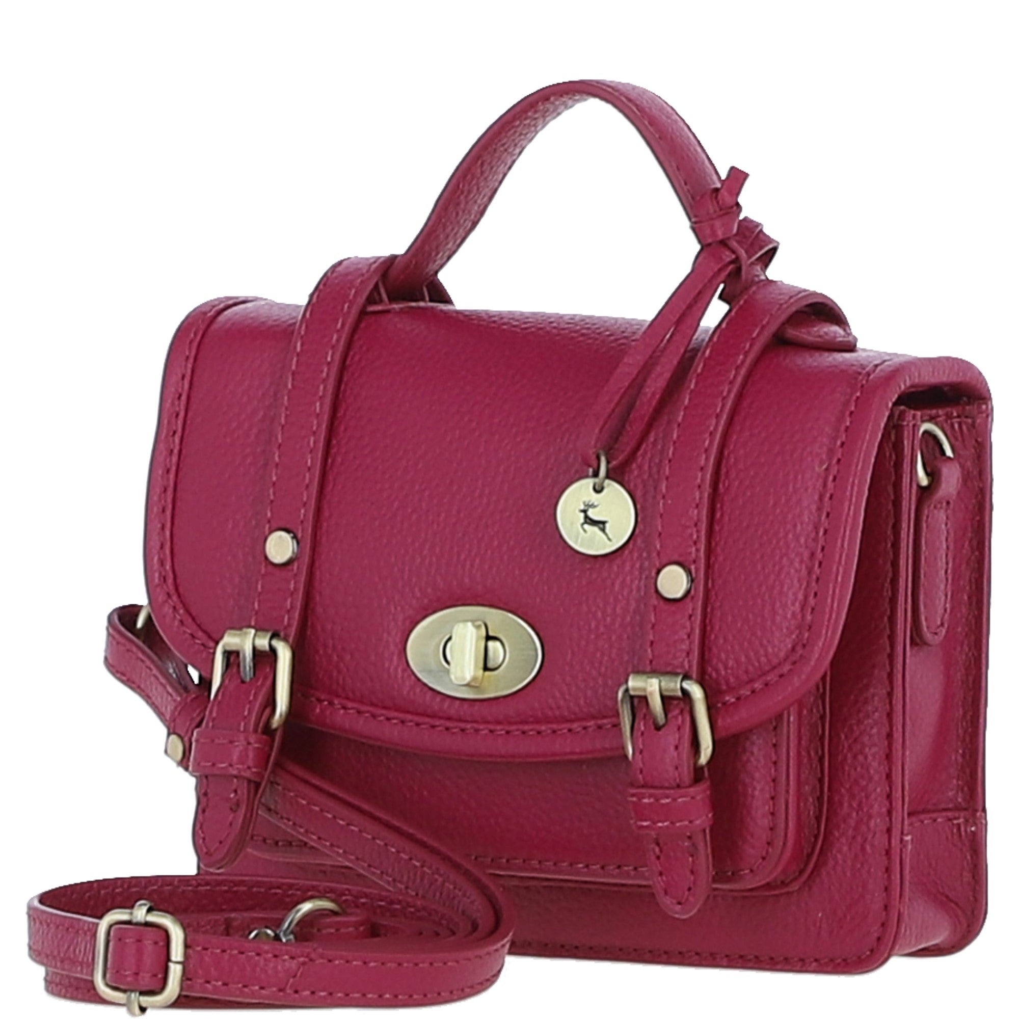 Stylish Ashwood Leather Small Satchel Bag Raspberry: Y-61