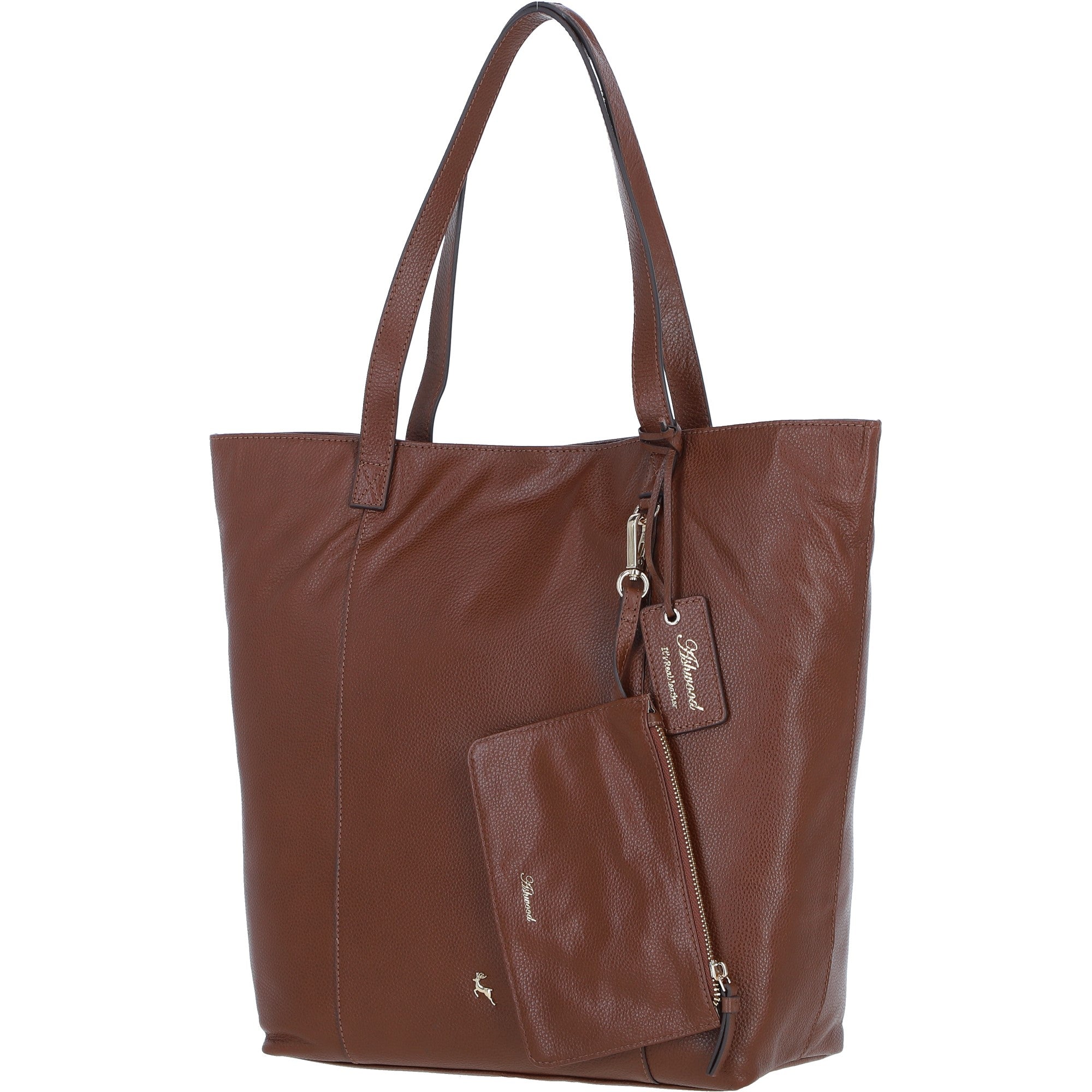 Ashwood Leather Shoulder Bag with Detachable Pouch 2 Tone Tan: 64454