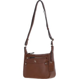 Ashwood Real Leather Top Zip Crossbody Bag 2 Tone Tan: 63931