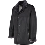 Luxury 4 Button Single Breasted  Sheepskin Coat Black: KE-223