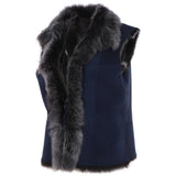 Reversible Toscana Suede Leather Gilet Navy/snowtip: KB-42