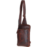 Leather Crossbody Sling Bag Cognac: FE-21