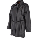 Womens Single Breasted Oversized Leather Coat Black/ani: IVONNE 2