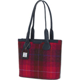 Ashwood Leather & Harris Tweed® Cloth Genuine Leather Shoulder Bag Navy/Pink: TW-23-06-NP