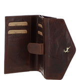 Women's Vintage Wash 12 Card Leather  Purse Brandy : G-42