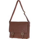 Gabicci Leather Messenger Bag with Crossbody Strap Tan: GB-64957