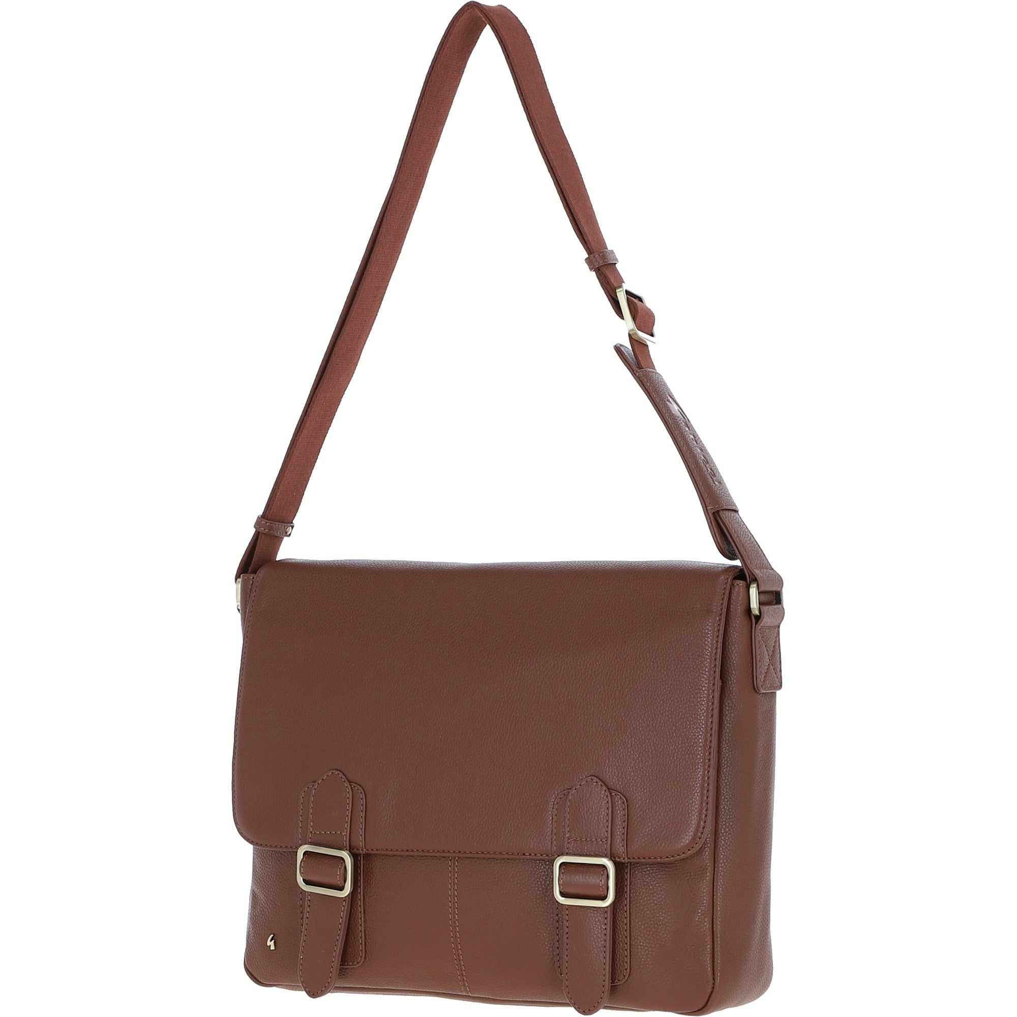Gabicci Leather Messenger Bag with Crossbody Strap Tan: GB-64957