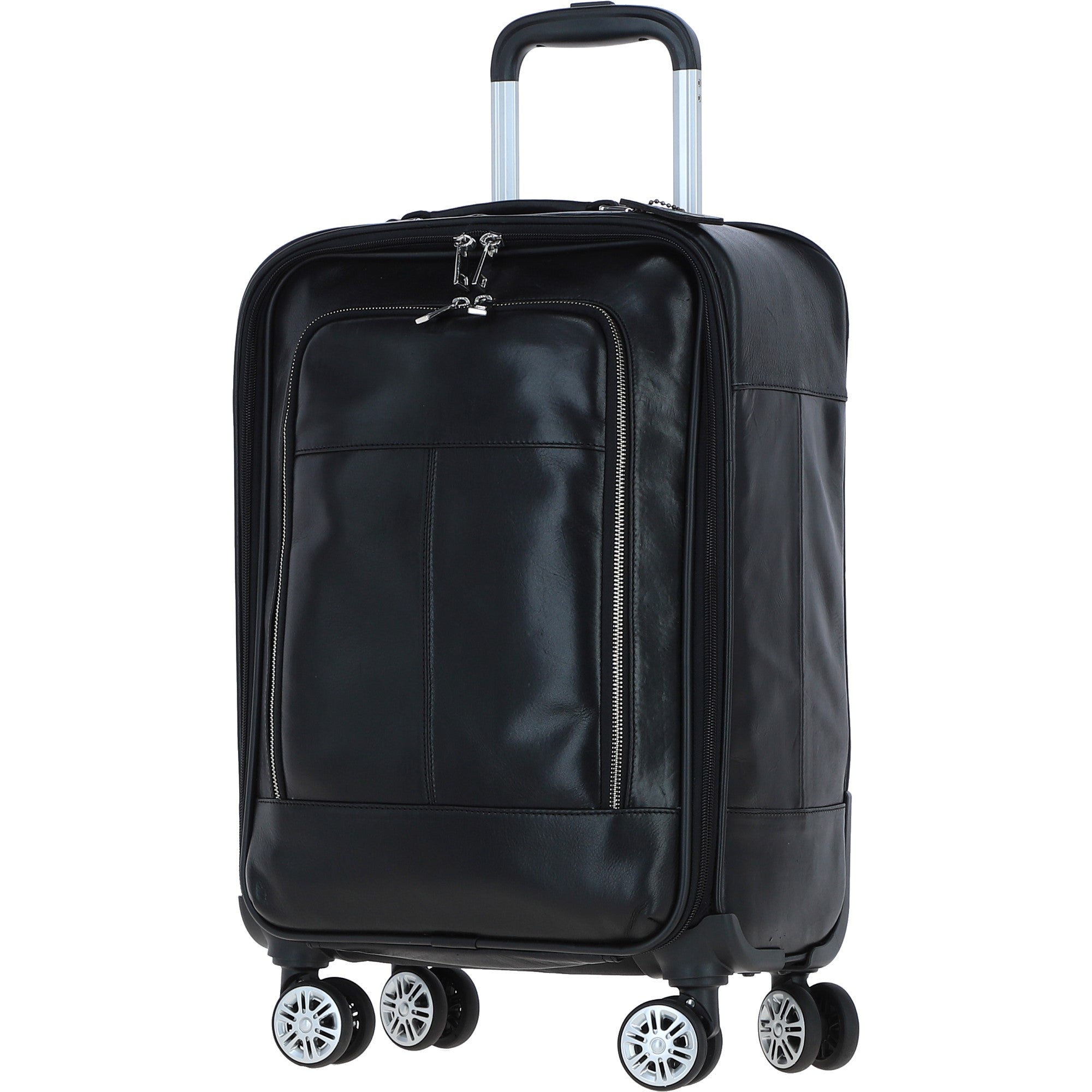 Premium Leather Trolley Suitcase Black: pl-52