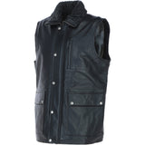 Ashwood Men's Leather Waistcoat Black Nap: LUCK