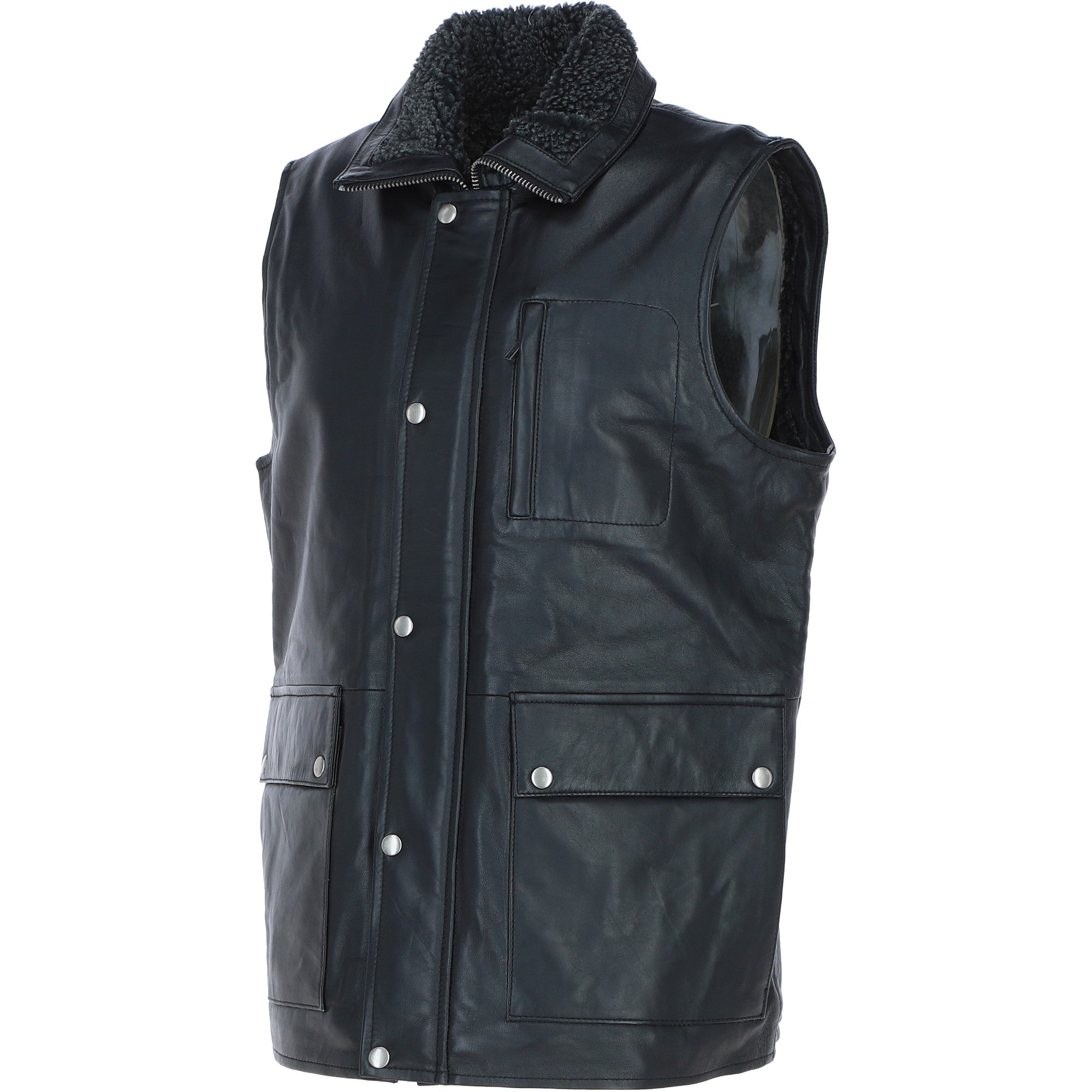 Ashwood Men's Leather Waistcoat Black Nap: LUCK