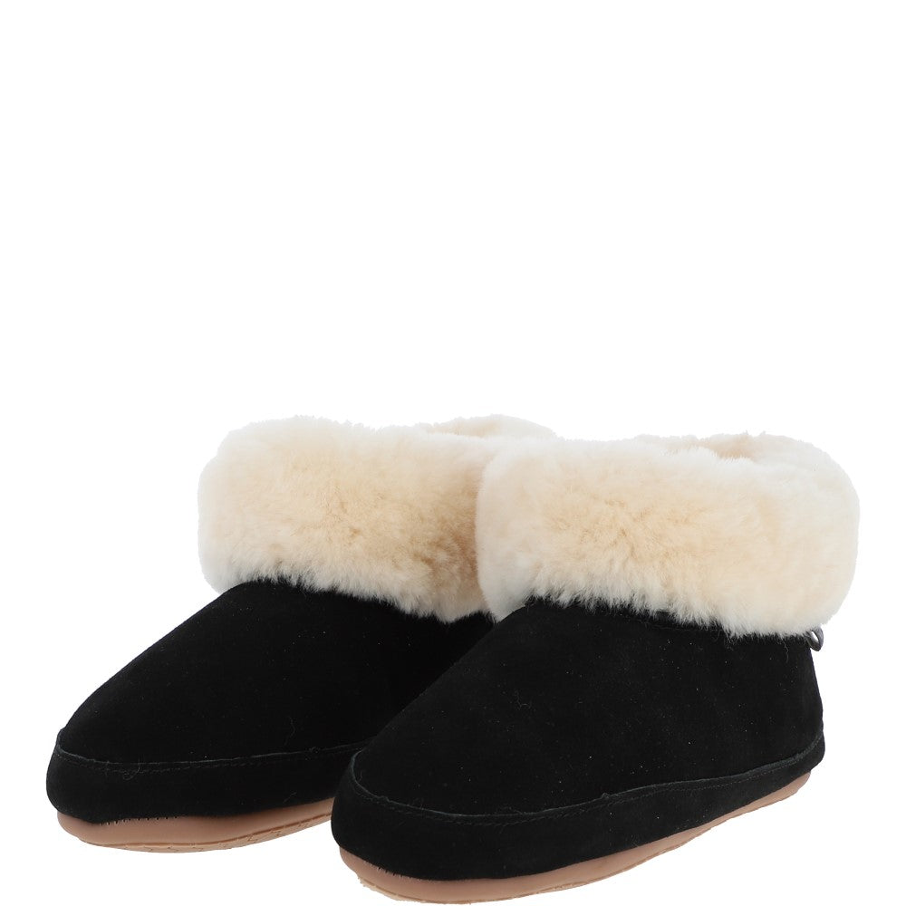 Sheepskin Slippers Black Silver: LADIES BOOTYS