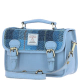 Ashwood Leather & Harris Tweed® Cloth Small Satchel Bag Baby-blue/Blue: TW-67-19-BB