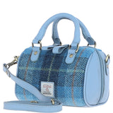 Ashwood Leather & Harris Tweed® Cloth Small Barrel Bag Baby-blue/Blue: TW-61-19-BB