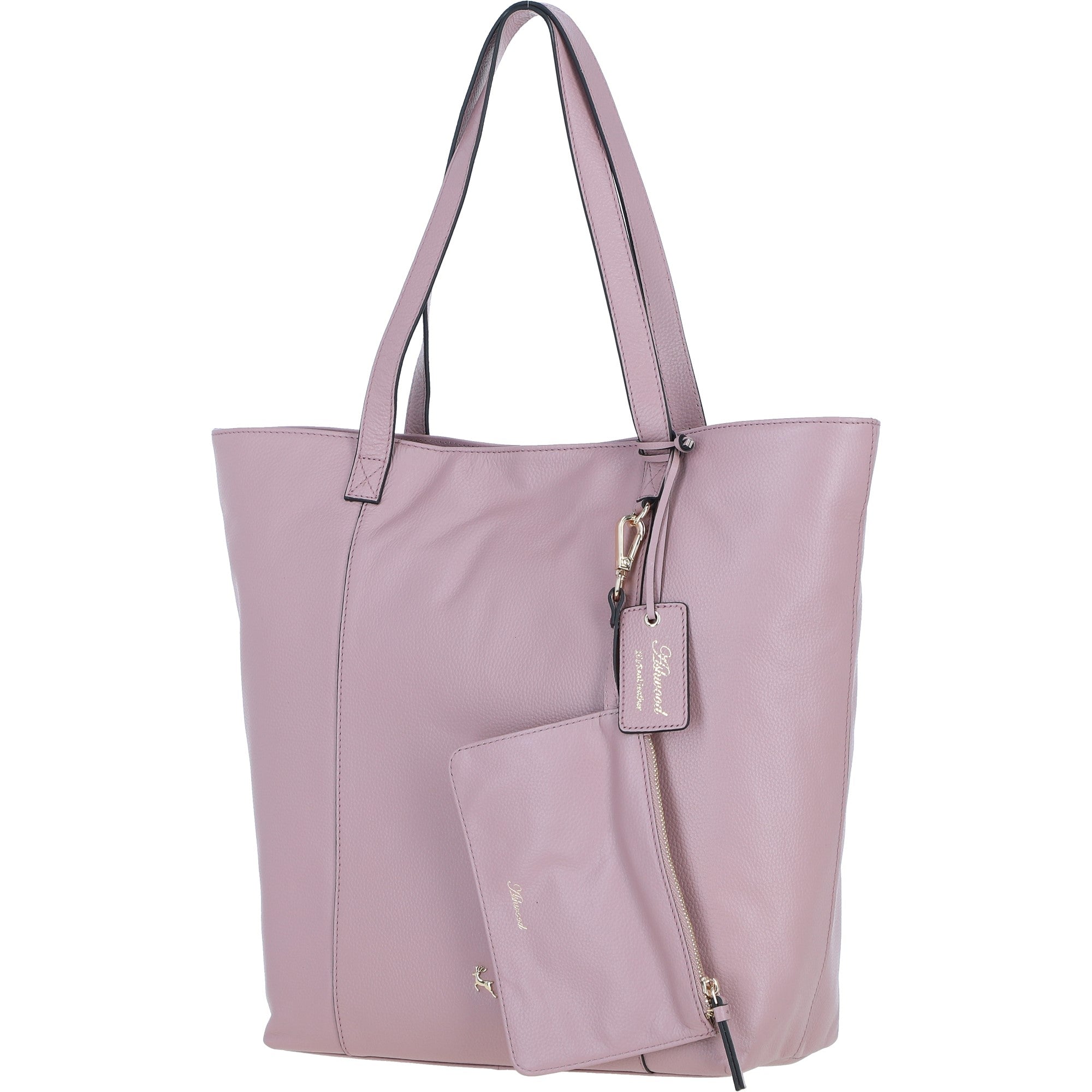 Ashwood Leather Shoulder Bag with Detachable Pouch Wood Rose: 64454