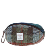 Ashwood Leather & Harris Tweed® Cloth Mini Rugby Washbag Tan/Mix: TW-81-21-TM