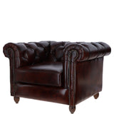 Exquisite Ashwood Leather Chesterfield Single Sofa Chestnut: LF-182