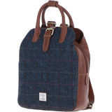 Ashwood Leather & Harris Tweed® Cloth Multi-Pocket Backpack Tan/Navy: TW-66-11-TN