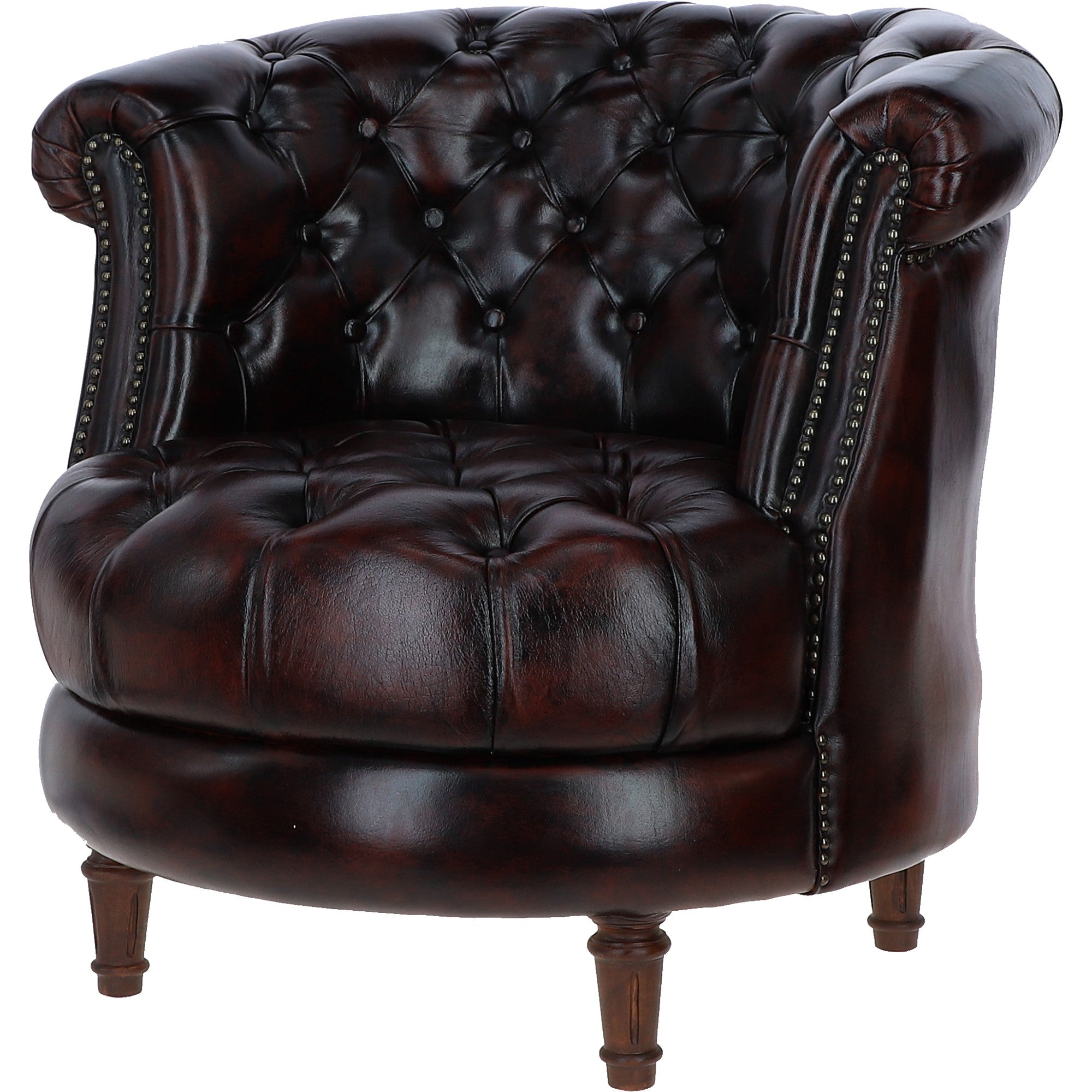 Luxury Ashwood Leather Chesterfield Single Chair Chestnut: LF-183