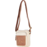 Fenland Canvas & Leather Crossbody Bag Tan/cream: FEN-751