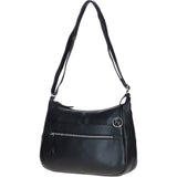 Leather Shoulder Bag with Zip & Magnetic Pocket Black: Meath