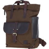 Fenland Canvas & Leather Backpack Brandy/green: FEN-755
