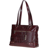 Velutto Eleganza' Zip Mid Section Real Leather Shoulder Bag Bordo/croc: 52234
