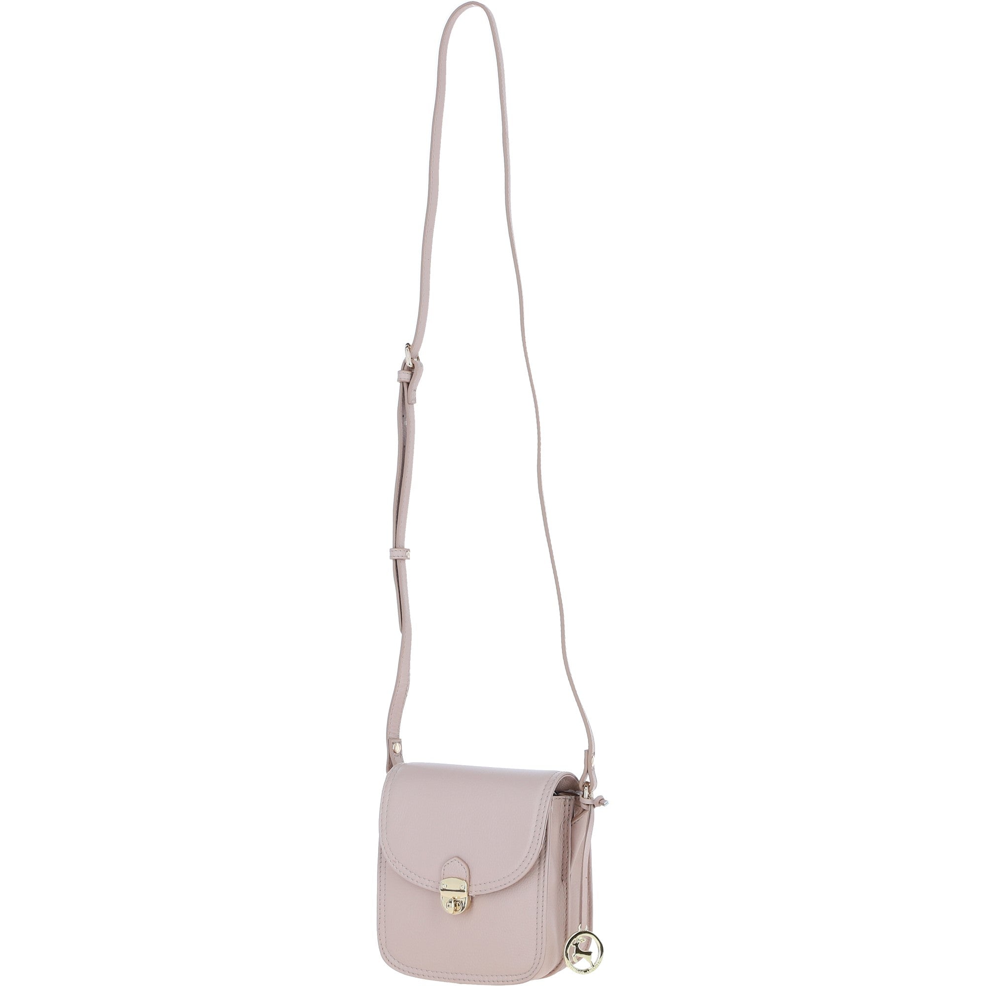 Ashwood Elegant Leather Crossbody Bag with Twist Lock Beige: Y-52