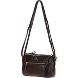 Leather Crossbody Bag with Adjustable Strap Brown: Audrey