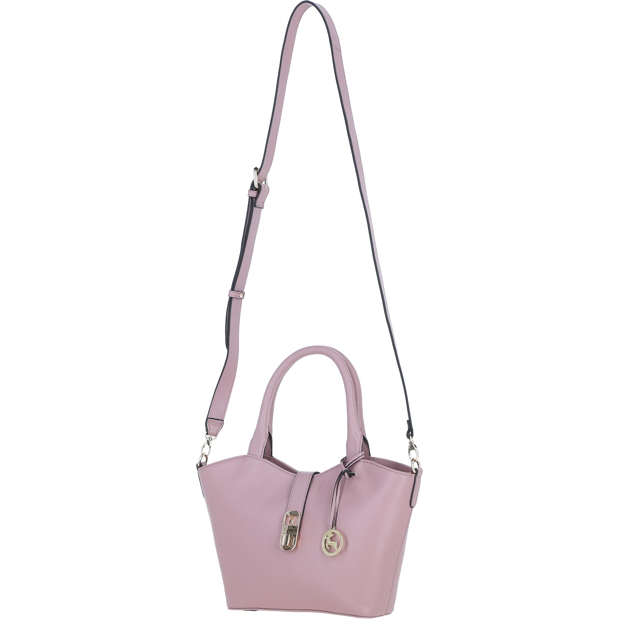 Leather Shoulder Bag with Detachable Crossbody Strap Wood Rose: 64739