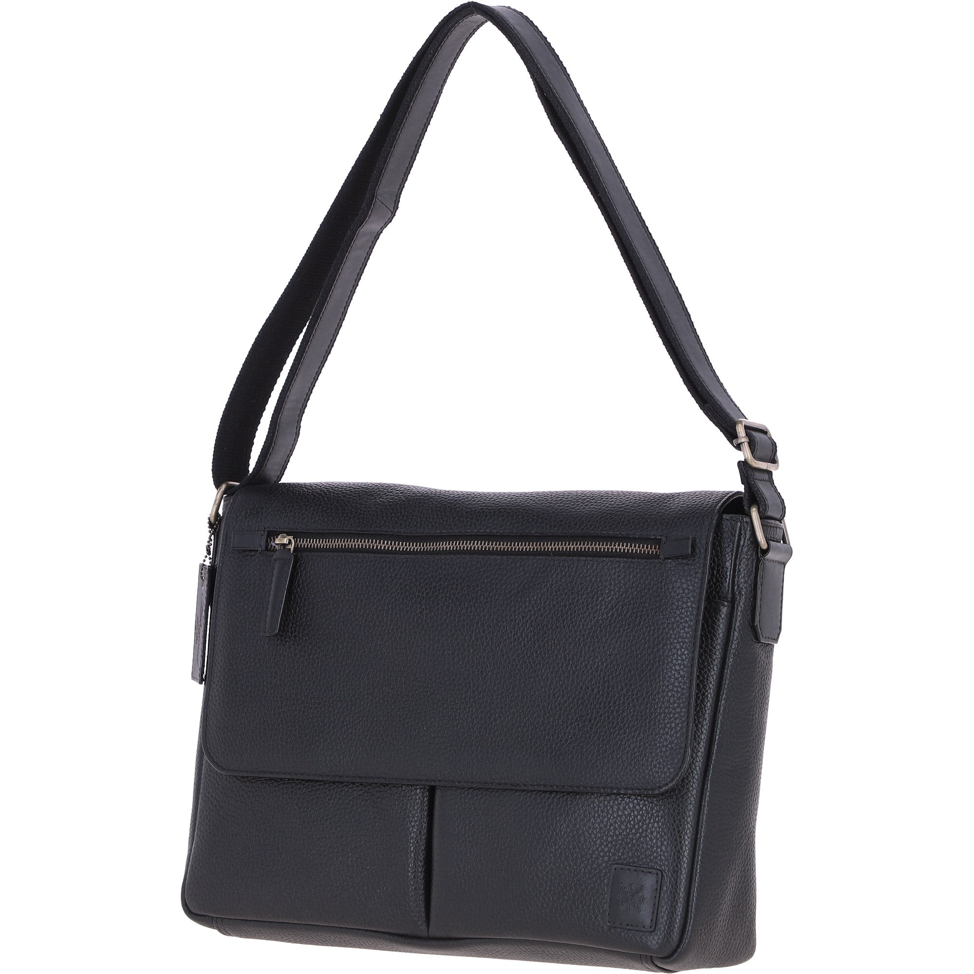 Mens Leather Messenger Bag Black: BLAKE