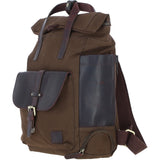 Fenland Canvas & Leather Backpack Brandy/green: FEN-755