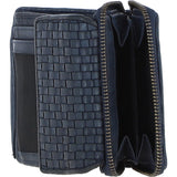 Vintage Woven Leather 7 Card Purse Navy:  D-82