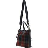 Versatile Ashwood Leather & Harris Tweed® Cloth Shoulder Bag Black/Green/Red: TW-22-07-BR