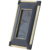 Exquisite Ashwood Leather Picture Frame (L) with Golden Accents Navy: LF-123
