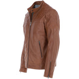 Ashwood Men's Leather Biker Jacket Tan: 8055