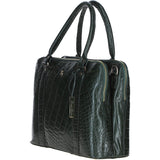 Large Leather Handbag Green/croc: Gina