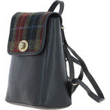 Ashwood Leather & Harris Tweed® Cloth Compact Backpack Black/Green/Red: TW-65-07-BR