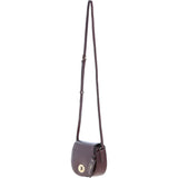 Real Leather Saddle Crossbody Bag Burgundy: 63753