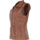 Women's  Leather Gilet Tan: FO-GILLET 1