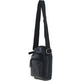 Real Leather Compact Crossbody Bag Black: SICILY