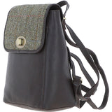 Ashwood Leather & Harris Tweed® Cloth Compact Backpack Brown/Green: TW-65-09-BG