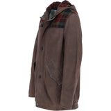 Ashwood Leather x Harris Tweed Men’s Hooded Casual Jacket Brown/Red/Green: TW-905-07-BR