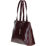 Women’s Large Croc Finish Leather Bag Bordo/croc: 22-064/R